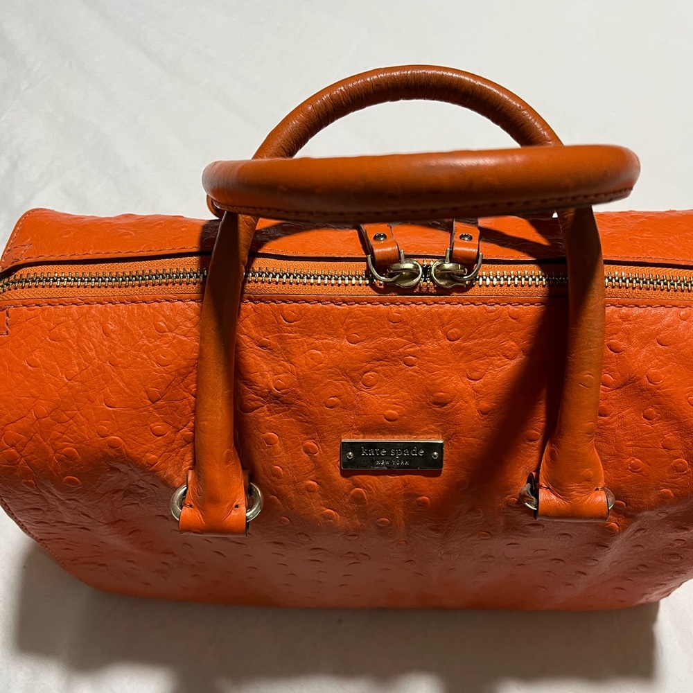 Kate Spade satchel bag with an ostrich pattern
